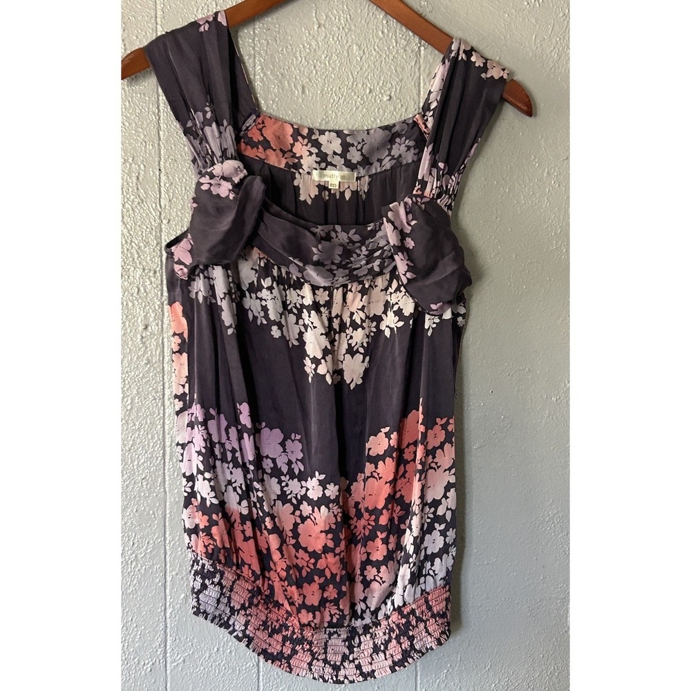 Women's Matty M Sleeveless Floral Silk Blouse Size M Pink Purple Elegant